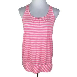 Mossimo Supply Co. Striped Keyhole Back Banded Hem Tank Top Women's Medium‎ Pink